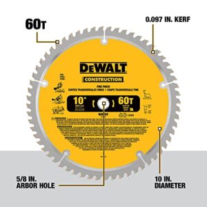 DEWALT 10-Inch Miter / Table Saw Blades, 60-Tooth Crosscutting & 32-Tooth General Purpose, Combo Pack (DW3106P5)