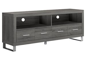 monarch specialties , tv console with 4 drawers, dark taupe reclaimed-look, 60″l