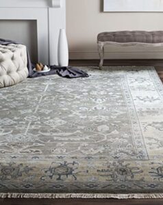safavieh oushak collection 9′ x 12′ charcoal/sandstone osh235a hand-knotted traditional oriental wool living room dining bedroom area rug
