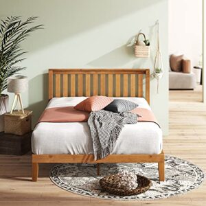 ZINUS Alexia Wood with Wood Headboard Bed Frame with headboard / Solid Wood Foundation with Wood Slat Support / No Box Spring Needed / Easy Assembly, Rustic Pine, Queen