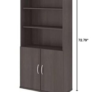 Bush Business Furniture Studio C 5 Shelf Bookcase with Doors in Storm Gray