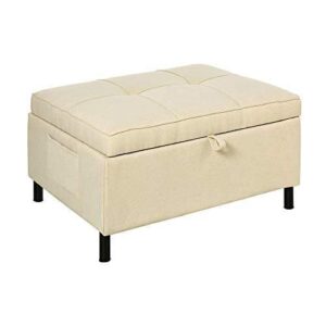 homcom 2-in-1 design convertible single sofa bed with side pocket and metal frame couch for living room, beige