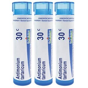 boiron antimonium tartaricum 30c homeopathic medicine for cough – pack of 3 (240 pellets)