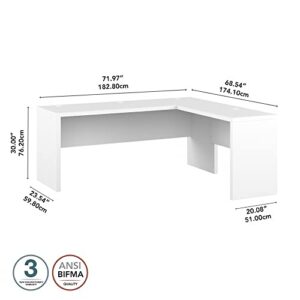 Bush Business Furniture Echo L Shaped Computer Desk, 72W, Pure White