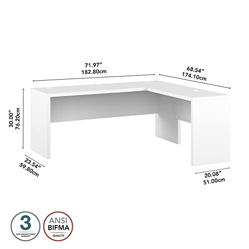 Bush Business Furniture Echo L Shaped Computer Desk, 72W, Pure White