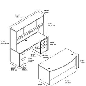 Bush Business Furniture Series C Bow Front Desk with Credenza, Hutch and Storage in Hansen Cherry