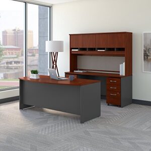 Bush Business Furniture Series C Bow Front Desk with Credenza, Hutch and Storage in Hansen Cherry