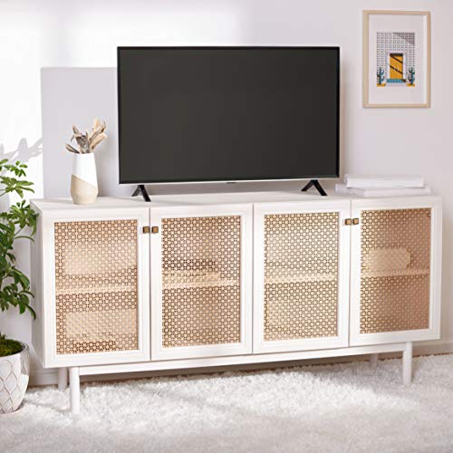 Safavieh Home Collection Piran White and Gold 4-Door 2-Shelf Media (65-inch Flat Screen) TV Stand