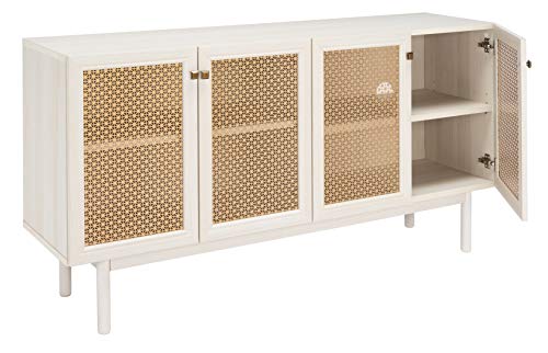 Safavieh Home Collection Piran White and Gold 4-Door 2-Shelf Media (65-inch Flat Screen) TV Stand
