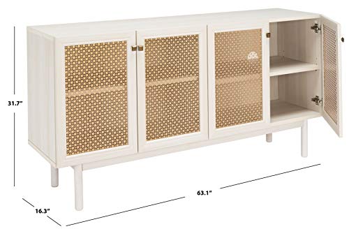 Safavieh Home Collection Piran White and Gold 4-Door 2-Shelf Media (65-inch Flat Screen) TV Stand