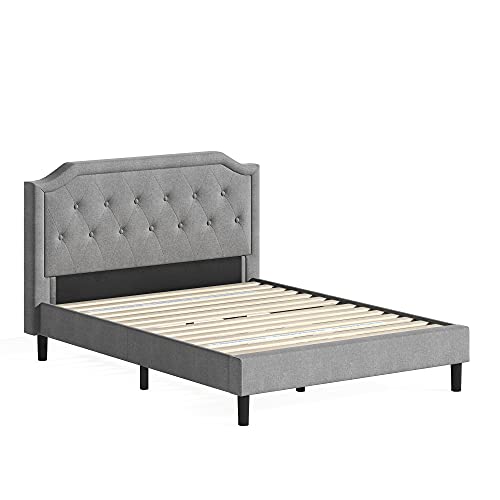 ZINUS Kellen Upholstered Scalloped Platform Bed Frame / Mattress Foundation / Wood Slat Support / No Box Spring Needed / Easy Assembly, Queen