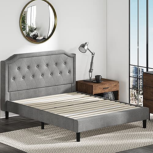 ZINUS Kellen Upholstered Scalloped Platform Bed Frame / Mattress Foundation / Wood Slat Support / No Box Spring Needed / Easy Assembly, Queen