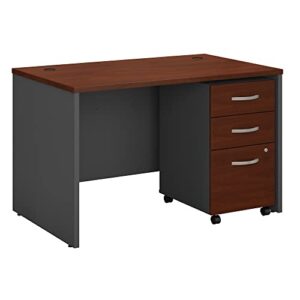 bush business furniture series c office desk with mobile file cabinet, 48w x 30d, white suede oak and barnwood