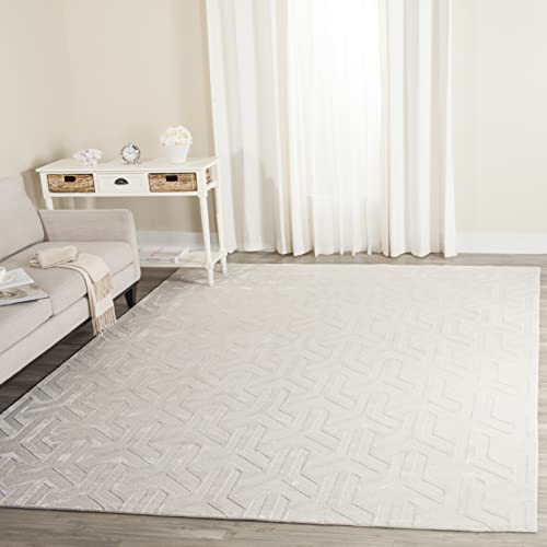 Safavieh Tibetan Collection 8' x 10' Ivory/Ivory TB829A Hand-Knotted Viscose Living Room Dining Bedroom Area Rug
