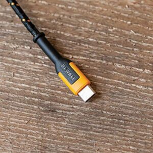 DEWALT USB C Charging Cable — Reinforced Braided Cable for USB-C to USB-C — Type C Fast Charging — Type C to Type C Cable — Fast Charging Cord — 6 ft