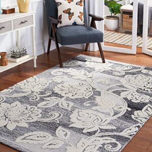 safavieh jardin collection 6′ x 9′ black/ivory jar731z handmade floral wool blend area rug