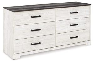 signature design by ashley shawburn 6 drawer dresser, whitewash & gray