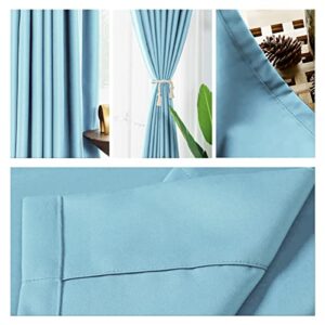 IYUEGO Pinch Pleat Solid Thermal Insulated 95% Sky Blueout Patio Door Curtain Panel Drape for Traverse Rod and Track, Sky Blue 84" W x 72" L (One Panel)