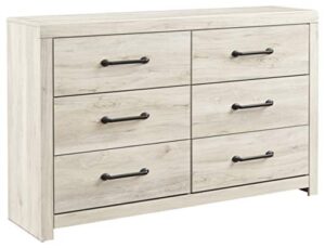 signature design by ashley cambeck farmhouse industrial 6 drawer dresser, whitewash
