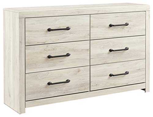 Signature Design by Ashley Cambeck Farmhouse Industrial 6 Drawer Dresser, Whitewash