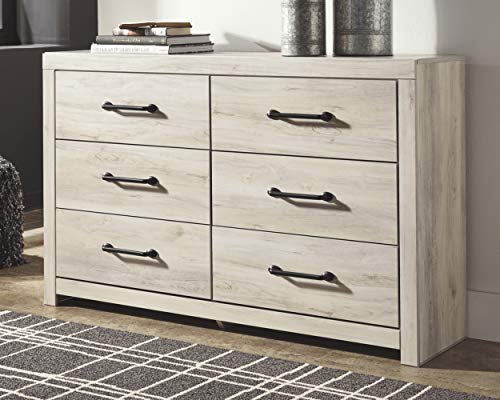 Signature Design by Ashley Cambeck Farmhouse Industrial 6 Drawer Dresser, Whitewash