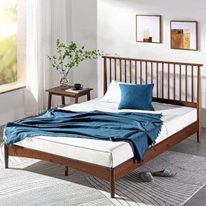 zinus linda mid century wood platform bed frame / solid wood foundation / wood slat support / no box spring needed / easy assembly, twin