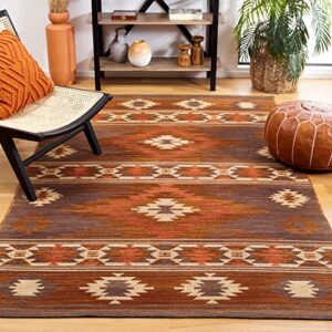 safavieh kilim collection 8′ x 10′ brown/dark grey klm331t handmade tribal southwestern boho rustic wool area rug