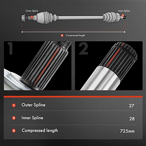 A-Premium Front and Rear CV Axle Shaft Assembly Compatible with John Deere Gator XUV 625i, Gator XUV 825E, Gator XUV 825i, Gator XUV 825M, Gator XUV 855D, Gator XUV 855E, Gator XUV 855M 4-PC Set