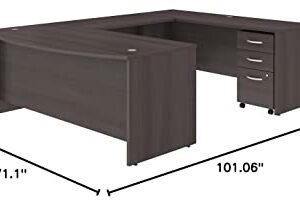 Studio C 72W x 36D U Shaped Desk with Mobile File Cabinet in Storm Gray