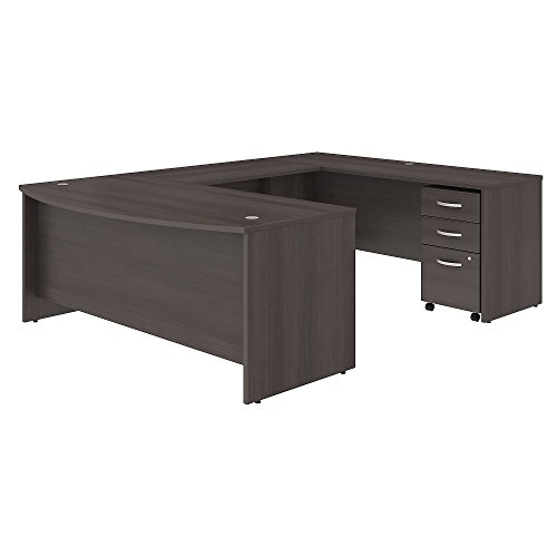 Studio C 72W x 36D U Shaped Desk with Mobile File Cabinet in Storm Gray