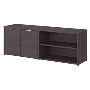 bush business furniture jamestown low storage cabinet with doors and shelves, storm gray