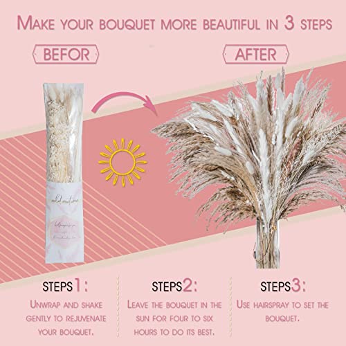 86PCS Natural Dried Pampas Grass Bouquet,Boho Home Decor Bouquet, Phragmites Dried Flowers,Bouquet for Wedding Floral Arrangements Home Decorations