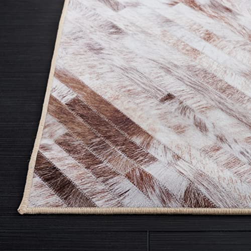 Safavieh Faux Hide Collection Machine Washable Slip Resistant 9' x 12' Beige/Brown FAH526A Rustic Lodge Modern Glam Bedroom Living Room Area Rug