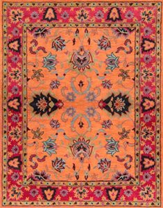 nuloom montesque hand tufted wool area rug, 8′ round, orange