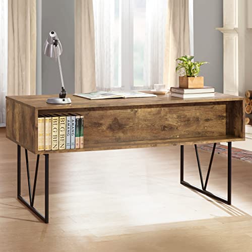 COASTER Analiese 4-Drawer Writing Desk Antique Nutmeg and Black