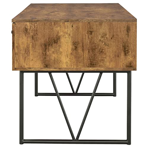 COASTER Analiese 4-Drawer Writing Desk Antique Nutmeg and Black