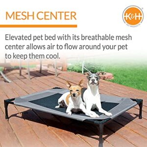K&H Pet Products Cooling Elevated Dog Bed Outdoor Raised Dog Bed with Washable Breathable Mesh, Dog Cot Bed No-Slip Rubber Feet, Portable Dog Cot Indoor Outdoor Dog Bed, Large Gray/Black Mesh