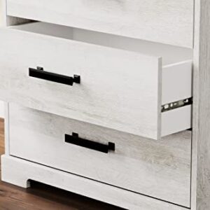 Signature Design by Ashley Shawburn Rustic 3 Drawer Chest of Drawers, White & Gray