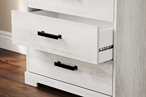 Signature Design by Ashley Shawburn Rustic 3 Drawer Chest of Drawers, White & Gray