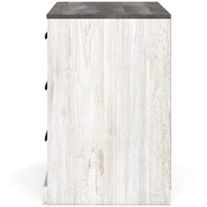 Signature Design by Ashley Shawburn Rustic 3 Drawer Chest of Drawers, White & Gray