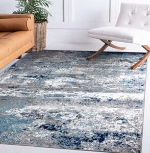 rugshop distressed abstract watercolor area rug 5′ x 7′ blue