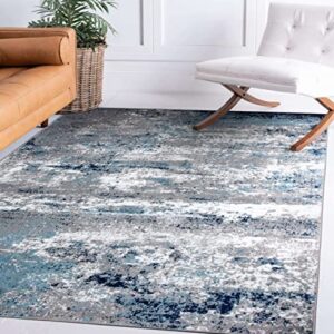 Rugshop Distressed Abstract Watercolor Area Rug 5' x 7' Blue