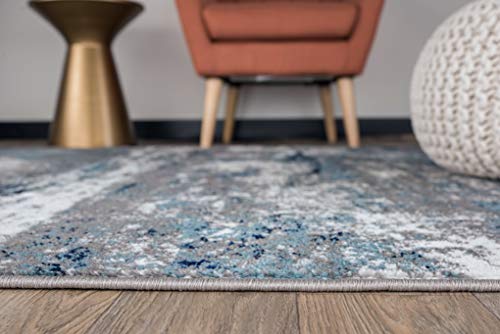 Rugshop Distressed Abstract Watercolor Area Rug 5' x 7' Blue