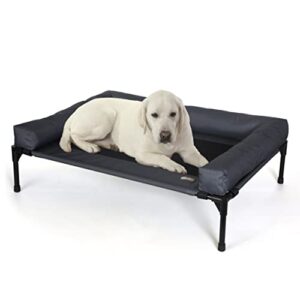 K&H PET PRODUCTS Original Bolster Pet Cot Elevated Pet Bed with Removable Bolsters Charcoal/Black Mesh Large 30 X 42 X 7 Inches