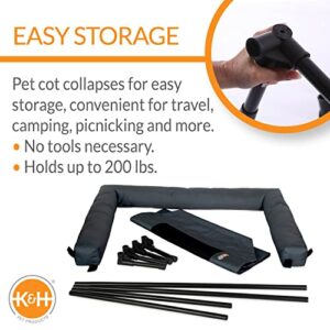 K&H PET PRODUCTS Original Bolster Pet Cot Elevated Pet Bed with Removable Bolsters Charcoal/Black Mesh Large 30 X 42 X 7 Inches