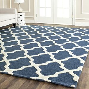 safavieh cambridge collection 12′ x 18′ navy blue/ivory cam121g handmade trellis premium wool area rug