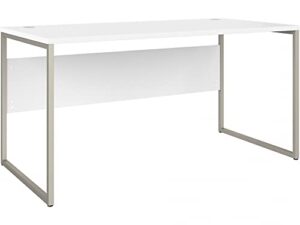 bush business furniture hybrid computer table desk with metal legs, 60w x 30d, white