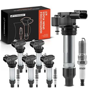 A-Premium Ignition Coils and Spark Plugs Kits Compatible with Chevrolet Equinox, Malibu, Traverse, Impala, Camaro, Colorado & GMC Acadia, Canyon & Buick LaCrosse, Enclave & Cadillac SRX, CTS 6-PC Set