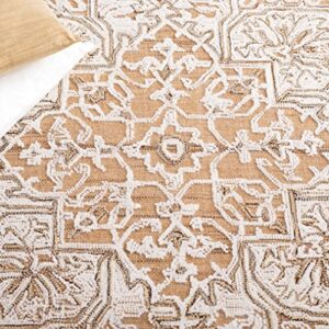 Safavieh Trace Collection 6' x 6' Square Gold/Ivory TRC304D Handmade Floral Medallion Wool Area Rug