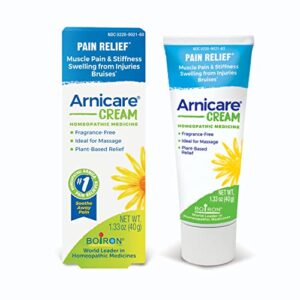 boiron arnicare cream for relief for joint pain, muscle pain, muscle soreness, and swelling from bruises or injury – fast absorbing and fragrance-free – 1.3 oz